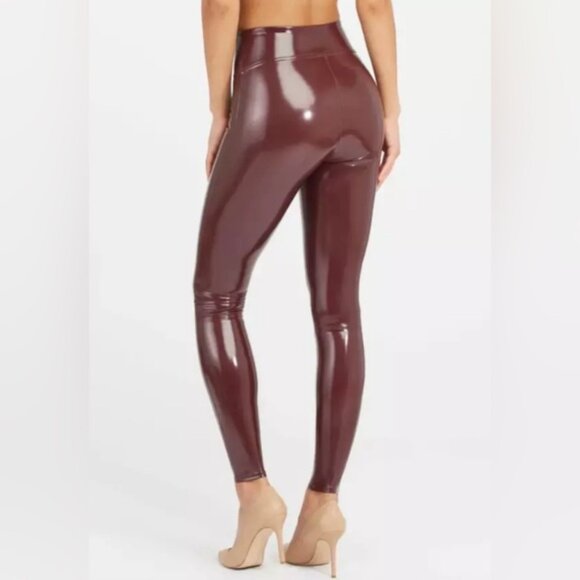 NWT SPANX Women’s Faux Patent Leather Liquid Gloss LEGGINGS 20301R Ruby MEDIUM - Picture 6 of 16